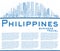 Outline Philippines City Skyline with Blue Buildings and Copy Space