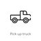 outline pick up truck vector icon. isolated black simple line element illustration from mechanicons concept. editable vector