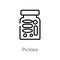 outline pickles vector icon. isolated black simple line element illustration from gastronomy concept. editable vector stroke