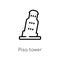 outline pisa tower vector icon. isolated black simple line element illustration from buildings concept. editable vector stroke