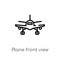 outline plane front view vector icon. isolated black simple line element illustration from airport terminal concept. editable