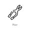 outline plier vector icon. isolated black simple line element illustration from construction tools concept. editable vector stroke