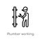 outline plumber working vector icon. isolated black simple line element illustration from people concept. editable vector stroke
