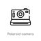 outline polaroid camera vector icon. isolated black simple line element illustration from hardware concept. editable vector stroke