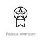 outline political american elections publicity badge vector icon. isolated black simple line element illustration from political