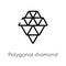 outline polygonal diamond shape of small triangles vector icon. isolated black simple line element illustration from geometry