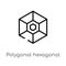 outline polygonal hexagonal vector icon. isolated black simple line element illustration from geometry concept. editable vector