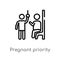 outline pregnant priority vector icon. isolated black simple line element illustration from people concept. editable vector stroke