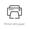 outline printer with paper vector icon. isolated black simple line element illustration from ultimate glyphicons concept. editable