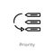 outline priority vector icon. isolated black simple line element illustration from content concept. editable vector stroke