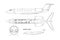 Outline private airplane bluteprint. Side and top view of business plane. Plane seats map. Drawing of aircraft interior