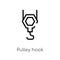 outline pulley hook vector icon. isolated black simple line element illustration from construction concept. editable vector stroke