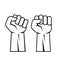 Outline raised fist hand vector icon