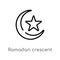 outline ramadan crescent moon vector icon. isolated black simple line element illustration from religion-2 concept. editable