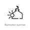 outline ramadan sunrise vector icon. isolated black simple line element illustration from religion-2 concept. editable vector