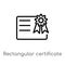 outline rectangular certificate vector icon. isolated black simple line element illustration from user interface concept. editable