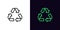 Outline recycling icon, with editable stroke. Recycling triangle sign with arrows, recyclable resource pictogram. Recycle waste