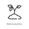 outline reforestation vector icon. isolated black simple line element illustration from charity concept. editable vector stroke