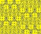 Outline repeated gray game cubes in doodle style on yellow illuminating background.