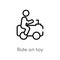 outline ride on toy vector icon. isolated black simple line element illustration from toys concept. editable vector stroke ride on