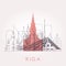 Outline Riga skyline with landmarks. Vector illustration.