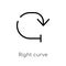 outline right curve vector icon. isolated black simple line element illustration from arrows concept. editable vector stroke right