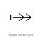 outline right direction vector icon. isolated black simple line element illustration from arrows concept. editable vector stroke