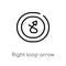 outline right loop arrow vector icon. isolated black simple line element illustration from user interface concept. editable vector