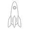 Outline rocket icon. Spacecraft symbol. Spaceship button
