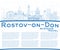 Outline Rostov-on-Don Russia City Skyline with Blue Buildings an