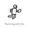 outline running with the ball vector icon. isolated black simple line element illustration from american football concept.