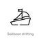 outline sailboat drifting vector icon. isolated black simple line element illustration from transport concept. editable vector