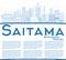 Outline Saitama Japan City Skyline with Blue Buildings and Copy