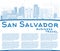 Outline San Salvador Skyline with Blue Buildings and Copy Space.