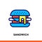 Outline SANDWICH icon. Vector pictogram suitable for print, website and presentation