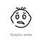 outline sceptic smile vector icon. isolated black simple line element illustration from user interface concept. editable vector