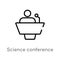 outline science conference vector icon. isolated black simple line element illustration from multimedia concept. editable vector