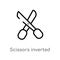 outline scissors inverted view vector icon. isolated black simple line element illustration from woman clothing concept. editable