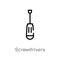 outline screwdrivers vector icon. isolated black simple line element illustration from construction concept. editable vector