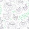 Outline seamless pattern with hand drawn tea