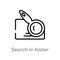 outline search in folder vector icon. isolated black simple line element illustration from user interface concept. editable vector