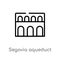 outline segovia aqueduct vector icon. isolated black simple line element illustration from monuments concept. editable vector