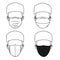 Outline set of man with muslim hat wearing different mask.