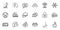 Outline set of Password encryption, Ranking stars and Magistrates court line icons for web application. Vector