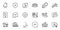 Outline set of Shield, Clock bell and Ole chant line icons for web application. For design. Vector