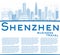 Outline Shenzhen Skyline with Blue Buildings and Copy Space.