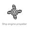 outline ship engine propeller vector icon. isolated black simple line element illustration from nautical concept. editable vector