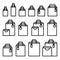 Outline Shopping Bag Icon Set. Paper Market Bag  Icons Isolated on White