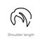 outline shoulder length vector icon. isolated black simple line element illustration from woman clothing concept. editable vector