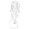 Outline of shy embarrassed girl